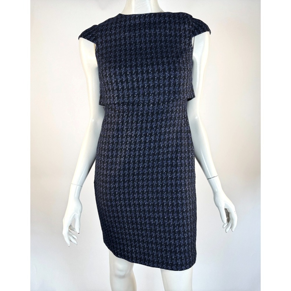 J Crew 10 Going Places Sheath Dress‎ Women 00P NWT Tweed Wool Short Sleeve Navy